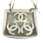 Chanel Shoulder Bag CC Logo Triple Coco Chain Vinyl Leather White — view 2