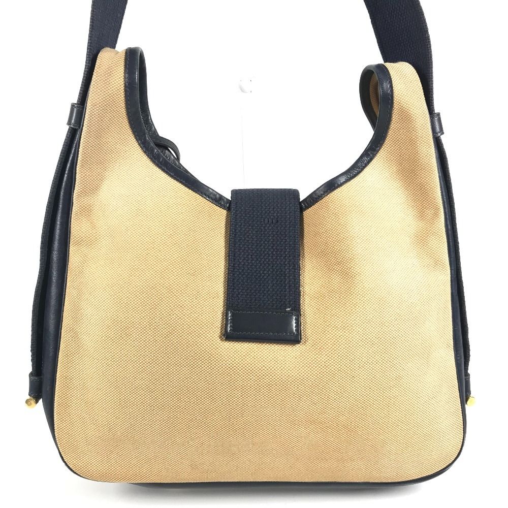Hermes Shoulder Bag Saco Leather Canvas Beige — view 3