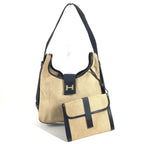 Hermes Shoulder Bag Saco Leather Canvas Beige