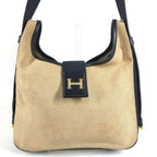 Hermes Shoulder Bag Saco Leather Canvas Beige — view 2