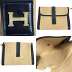 Hermes Shoulder Bag Saco Leather Canvas Beige — view 8