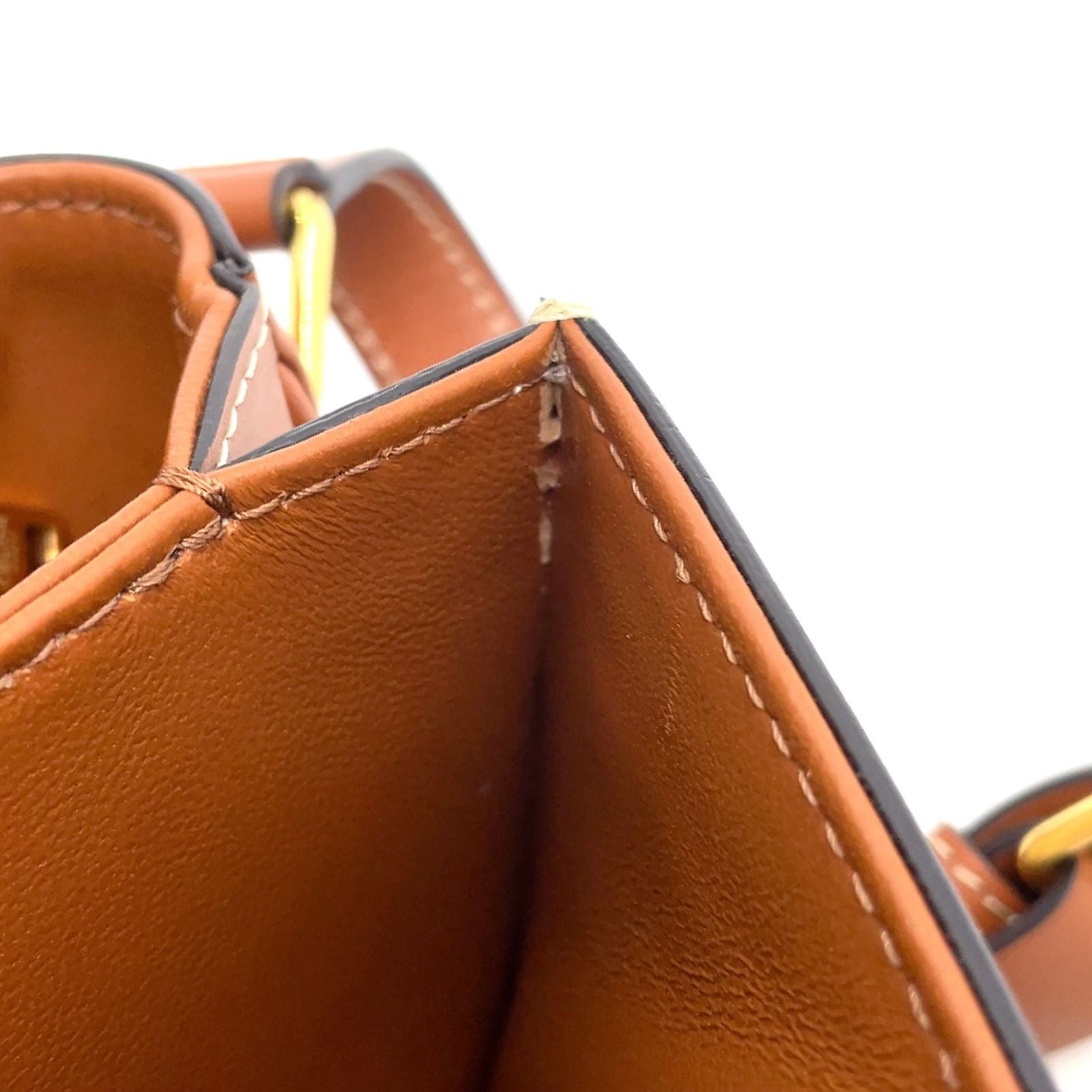Celine Teen Triomphe Calf Brown White Shoulder Bag Gold — view 9