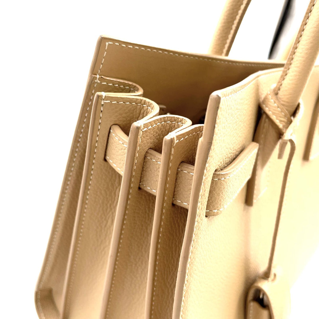 Saint Laurent Sac Dojour 2-Way Leather Beige Handbag Silver — view 7