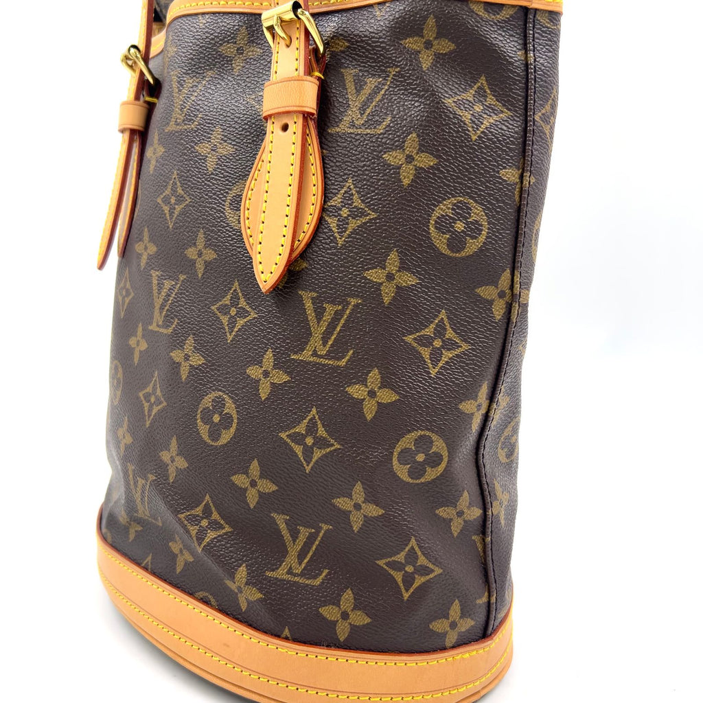 Louis Vuitton Bucket PM Monogram Leather Brown Light Shoulder Bag Gold — view 7