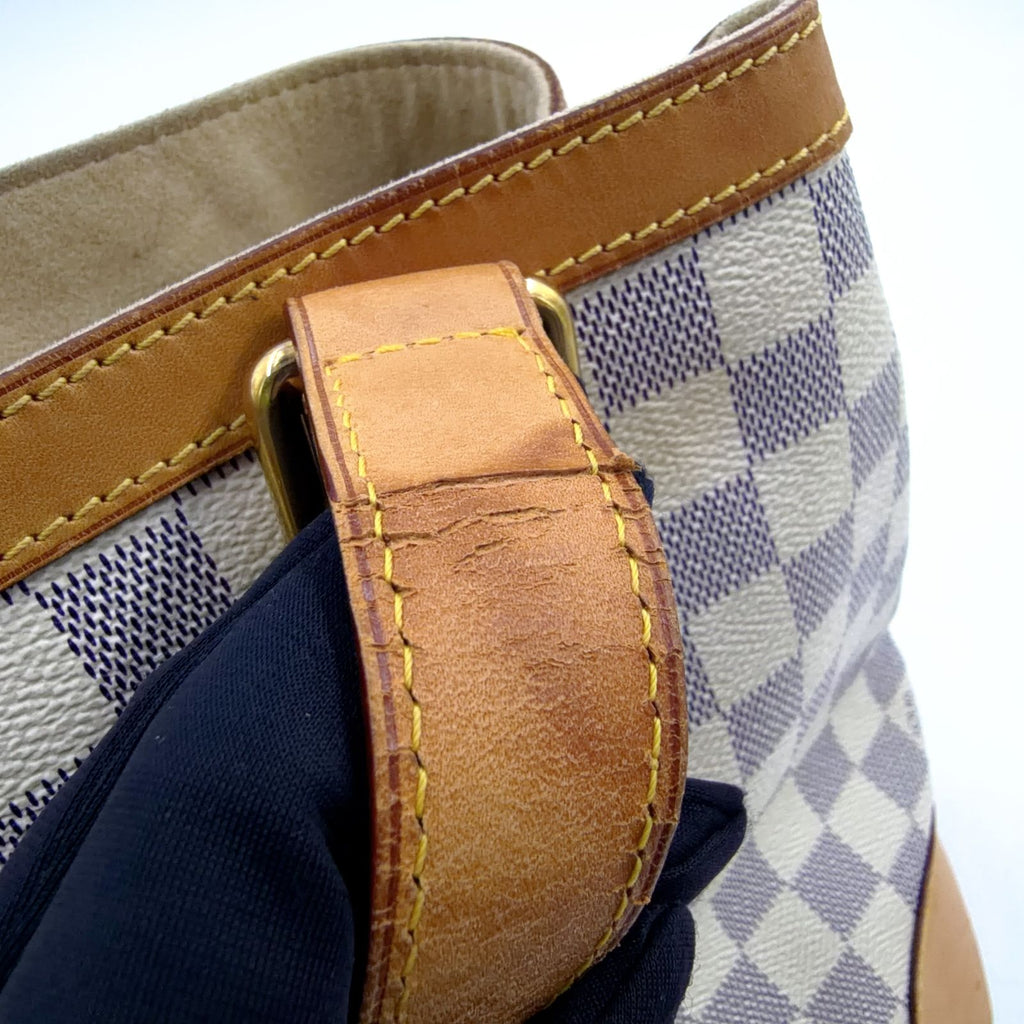 Louis Vuitton Hampstead PM Damier Azur Leather White Light Brown Tote Gold — view 6
