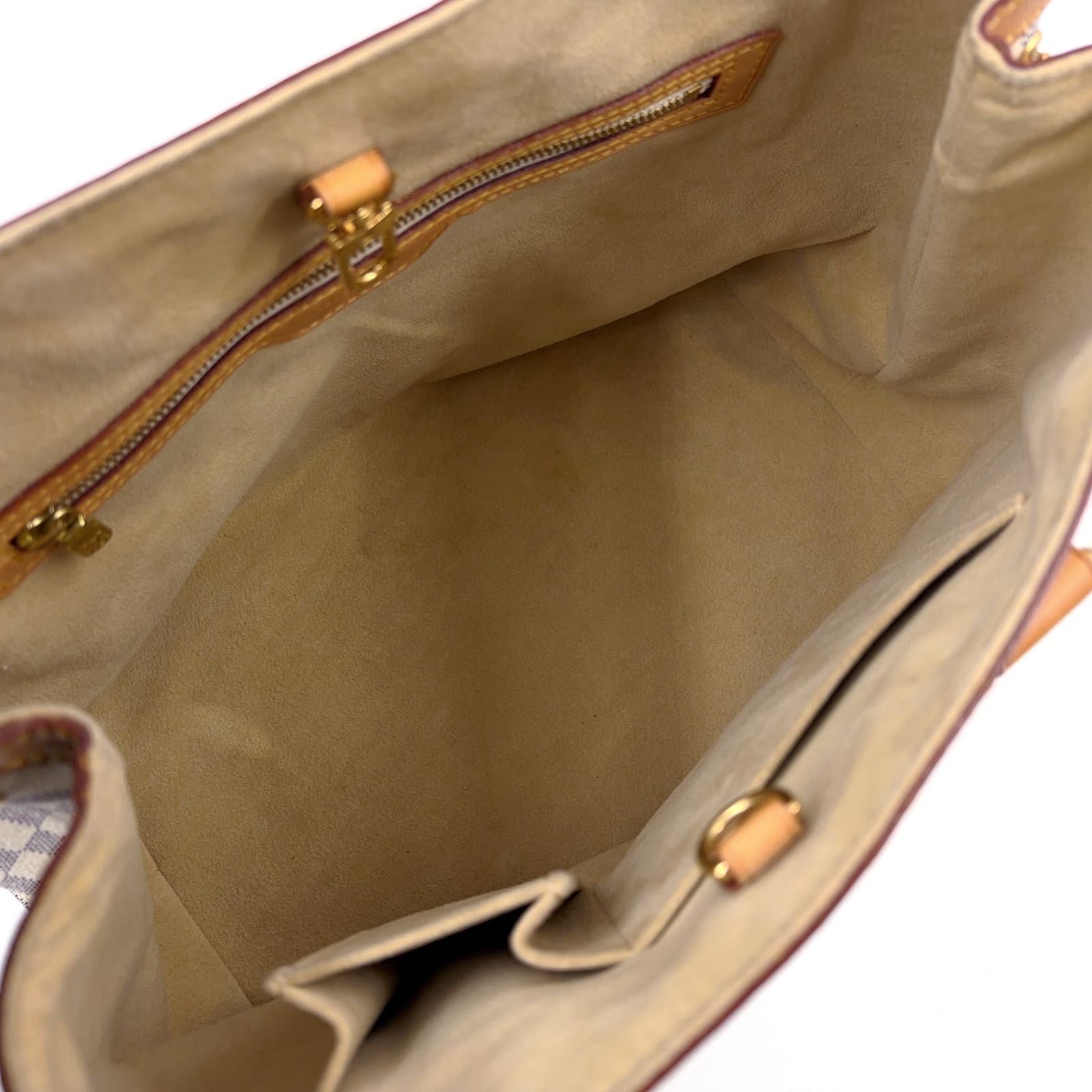 Louis Vuitton Hampstead PM Damier Azur Leather White Light Brown Tote Gold — view 3