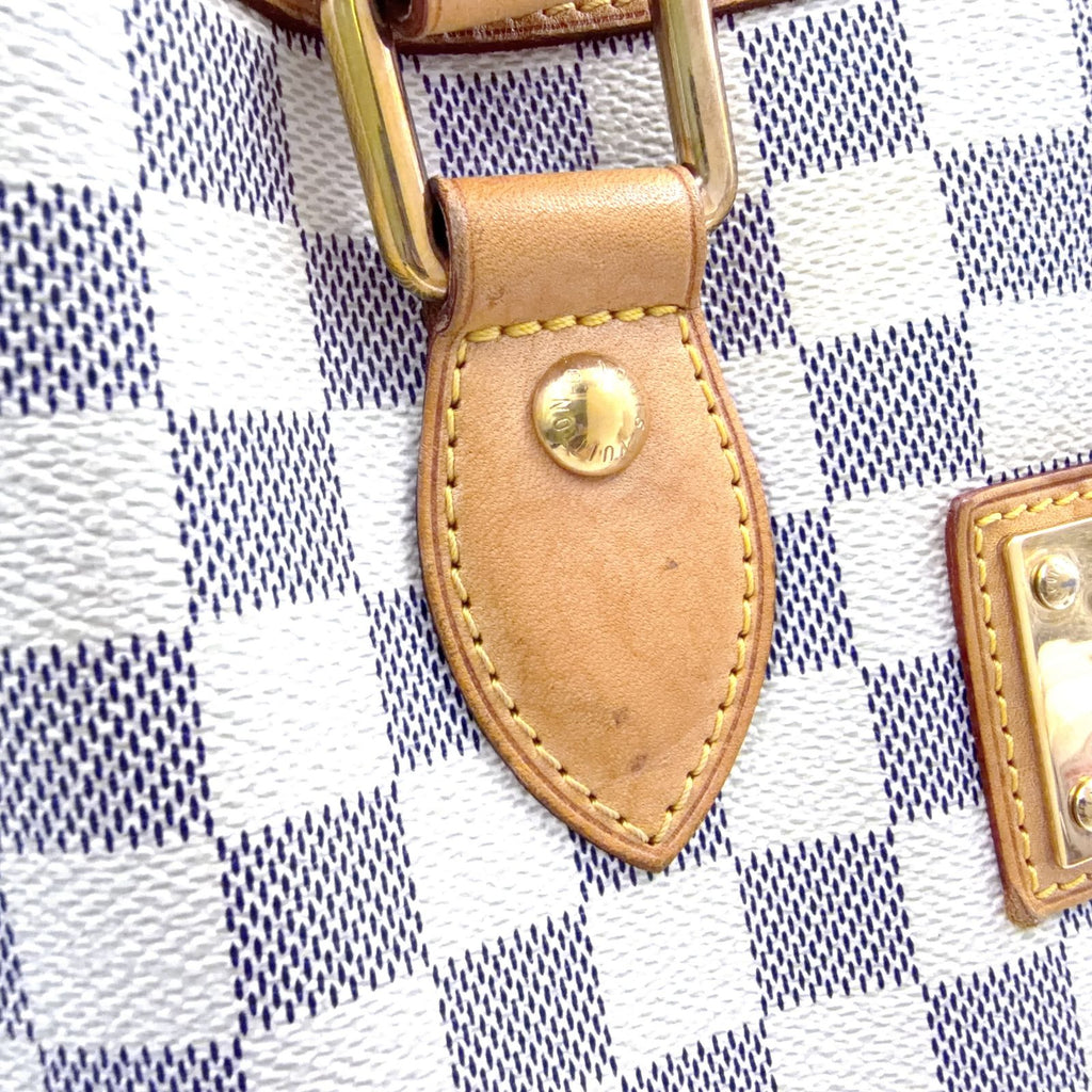 Louis Vuitton Hampstead PM Damier Azur Leather White Light Brown Tote Gold — view 7