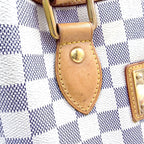 Louis Vuitton Hampstead PM Damier Azur Leather White Light Brown Tote Gold — view 7