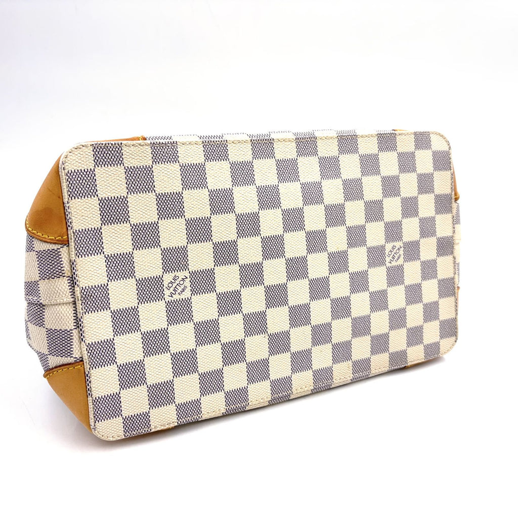 Louis Vuitton Hampstead PM Damier Azur Leather White Light Brown Tote Gold — view 8