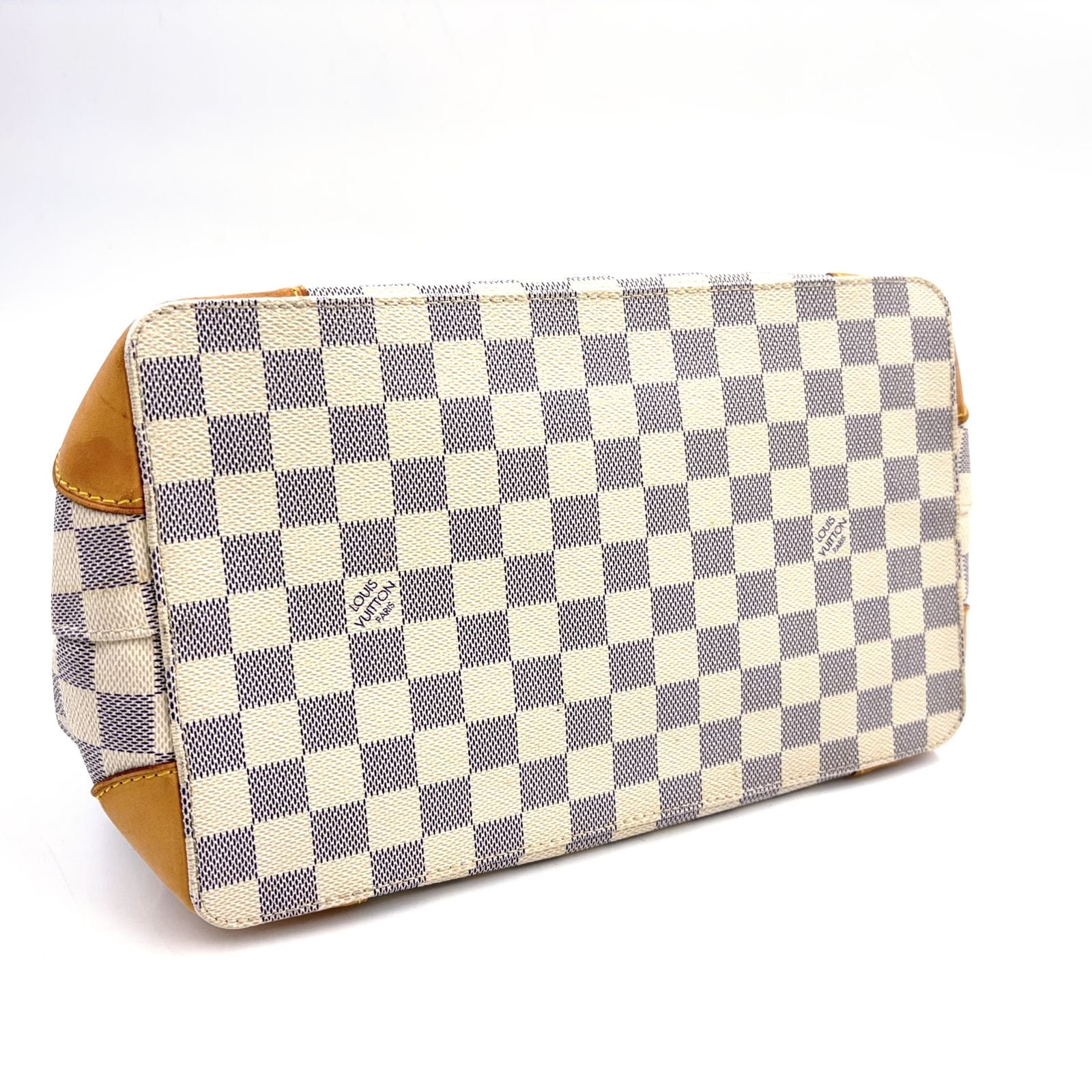 Louis Vuitton Hampstead PM Damier Azur Leather White Light Brown Tote Gold — view 8