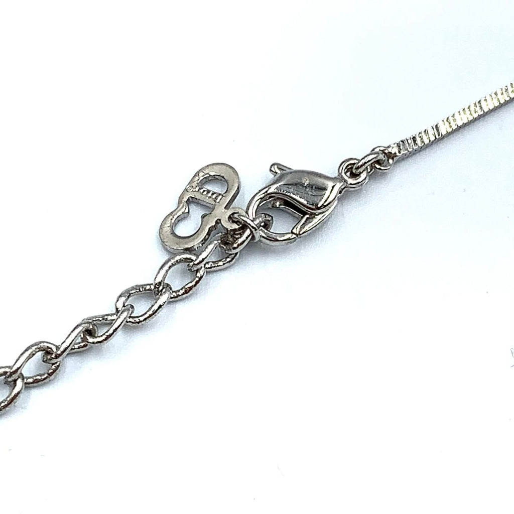 Dior Trotter Plate Metal Enamel Silver Black White Necklace — view 7