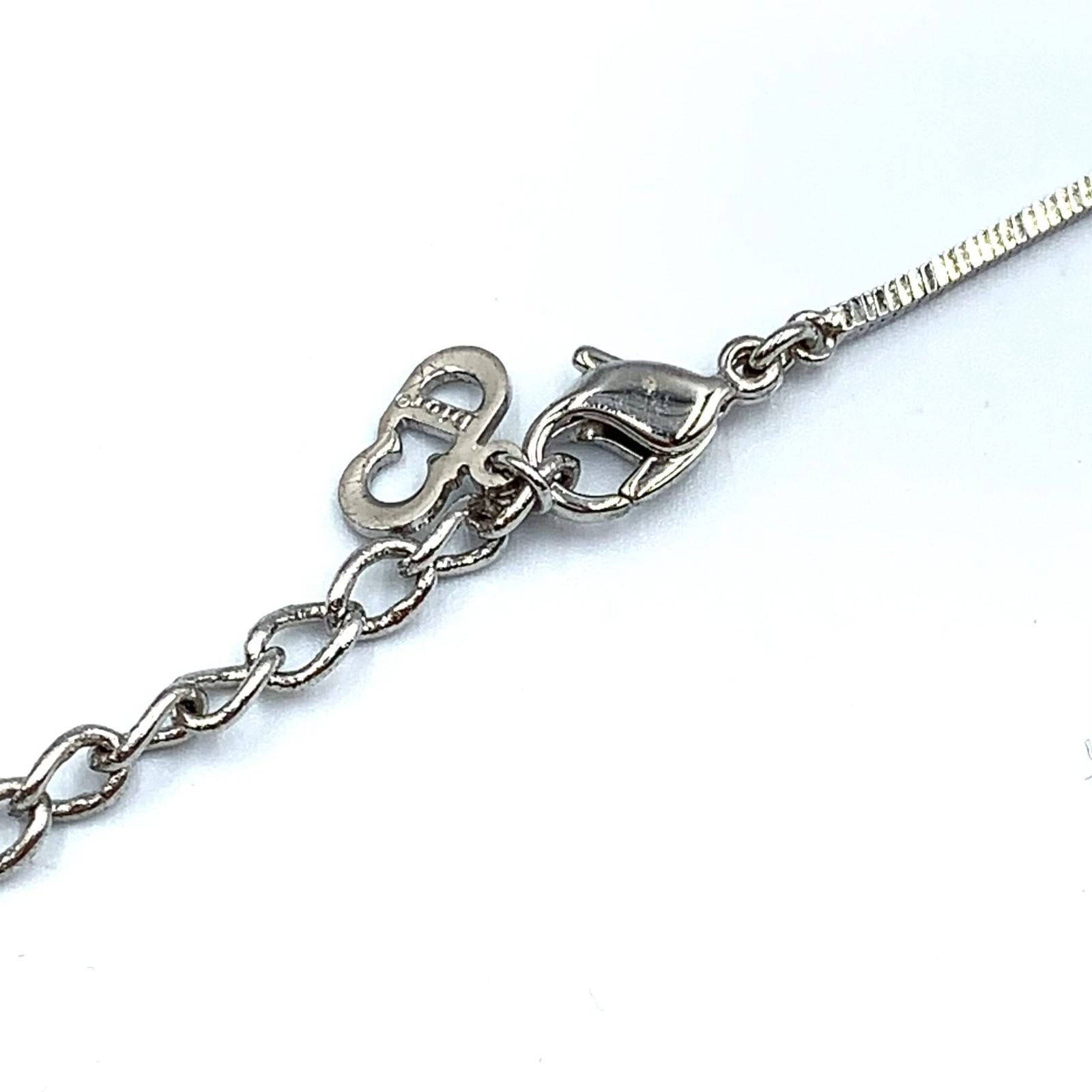 Dior Trotter Plate Metal Enamel Silver Black White Necklace — view 7