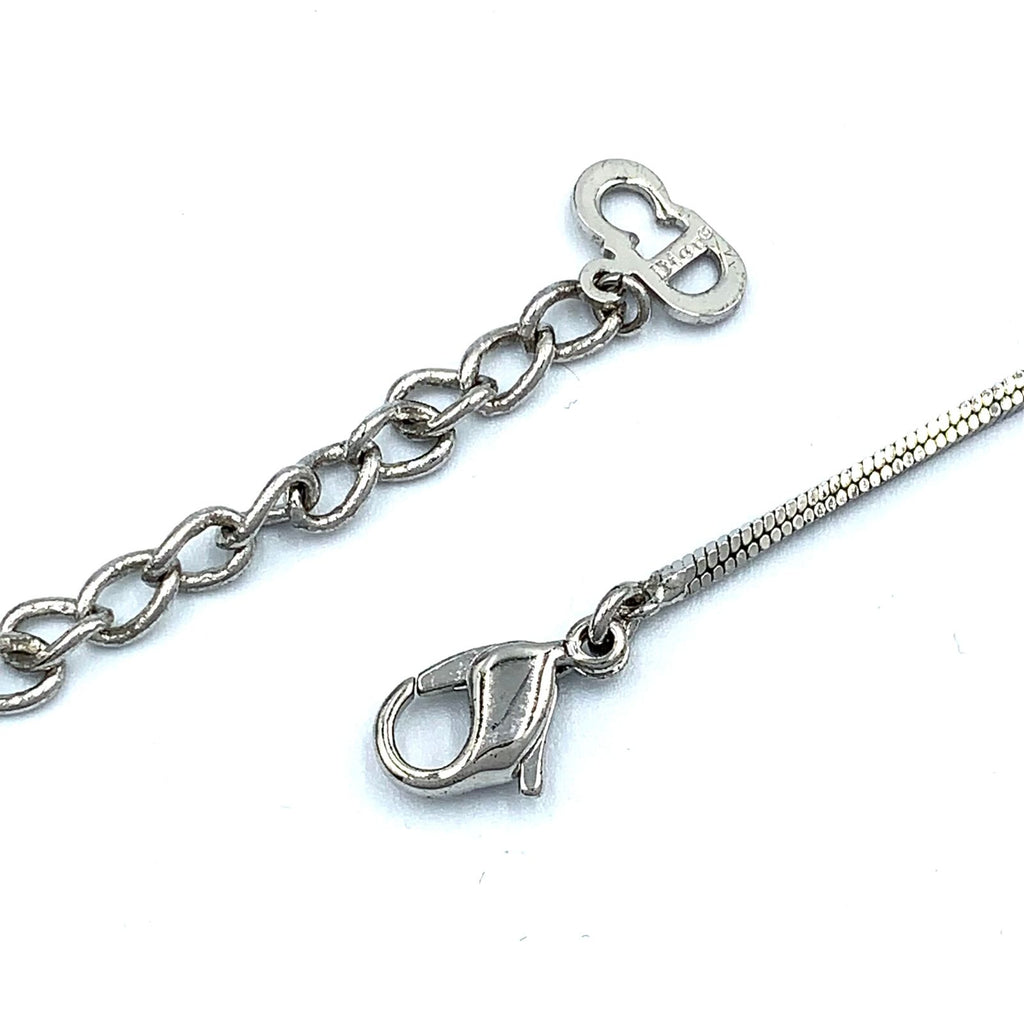 Dior Trotter Plate Metal Enamel Silver Black White Necklace — view 8