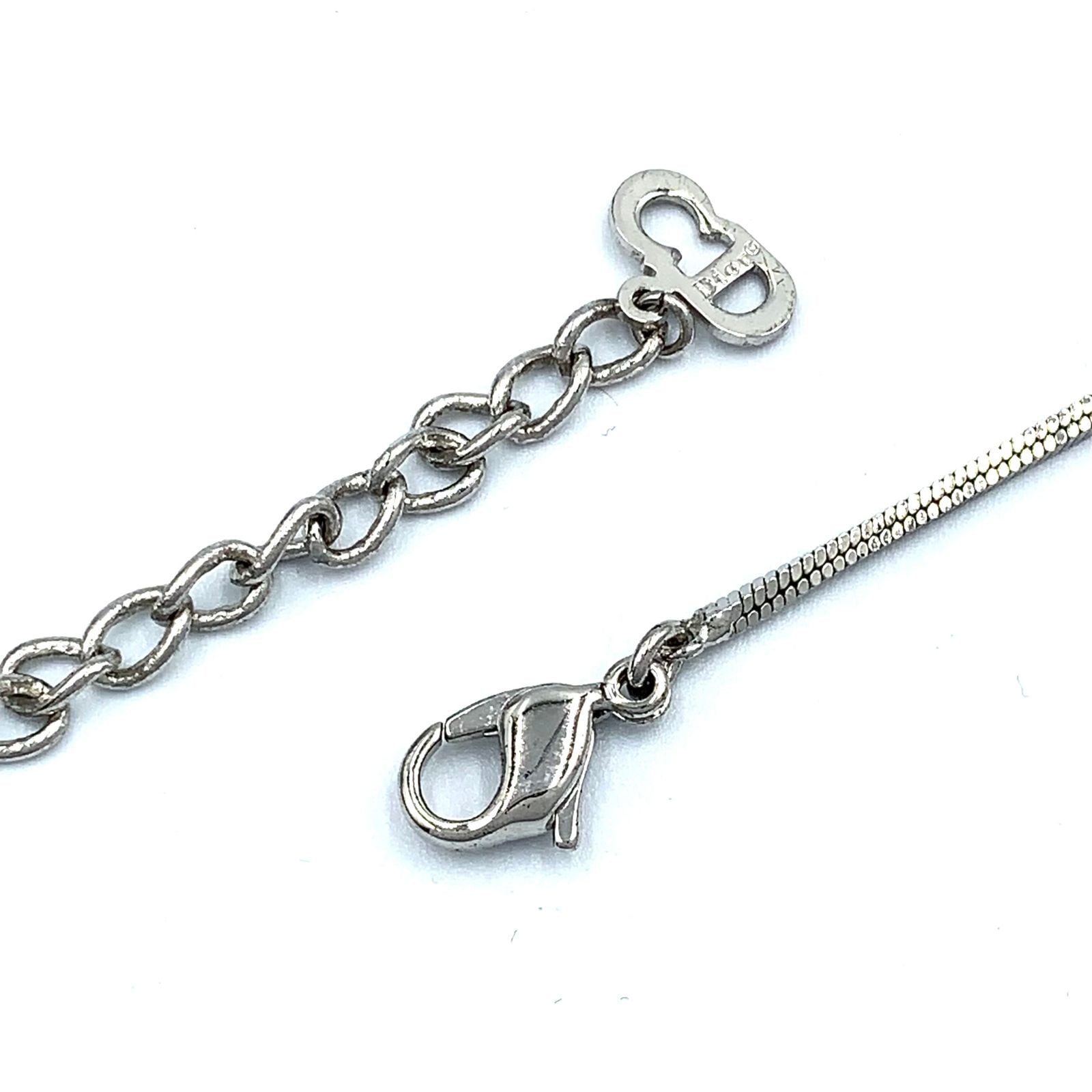 Dior Trotter Plate Metal Enamel Silver Black White Necklace — view 8