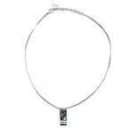 Dior Trotter Plate Metal Enamel Silver Black White Necklace — view 3