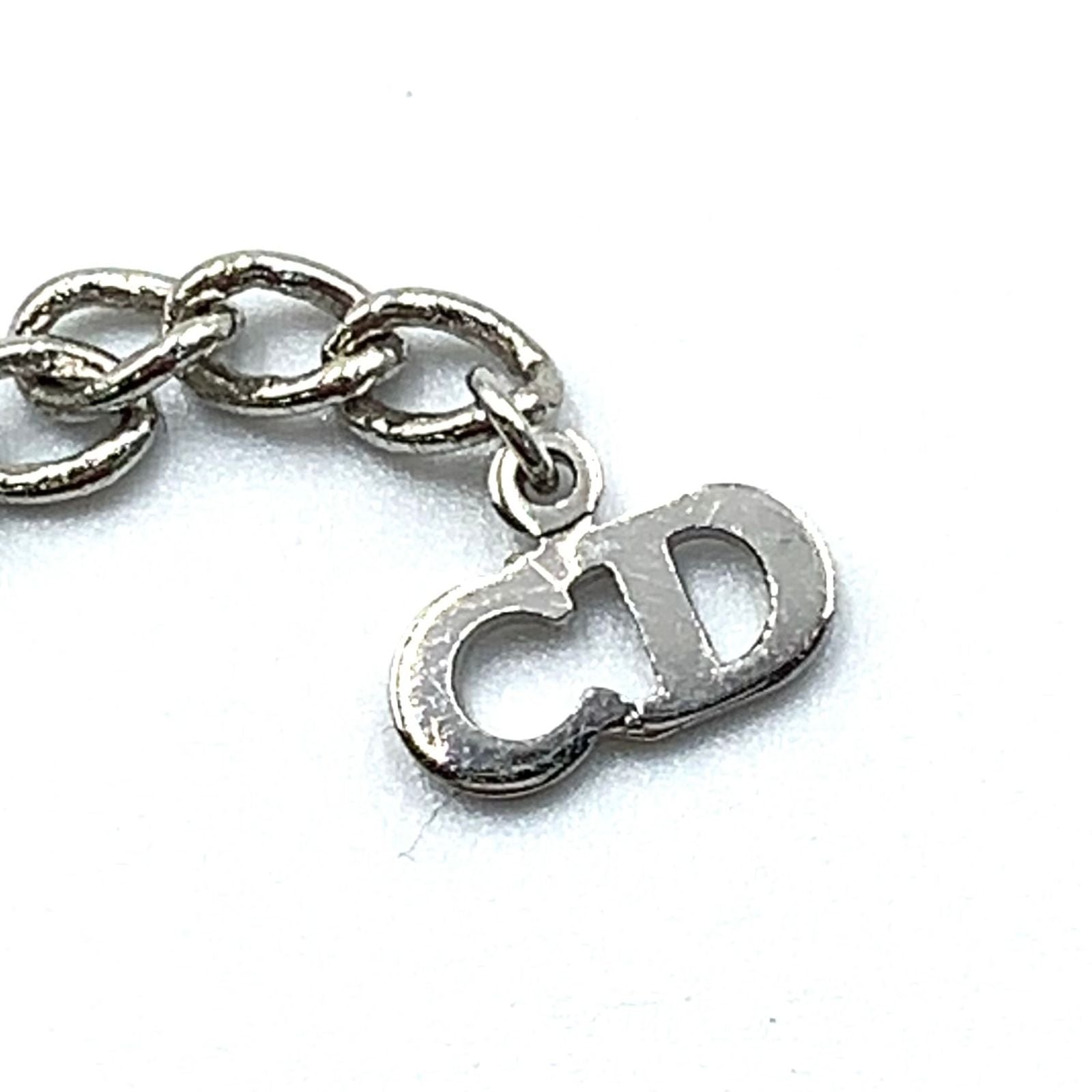 Dior Trotter Plate Metal Enamel Silver Black White Necklace — view 5