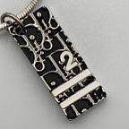 Dior Trotter Plate Metal Enamel Silver Black White Necklace — view 9