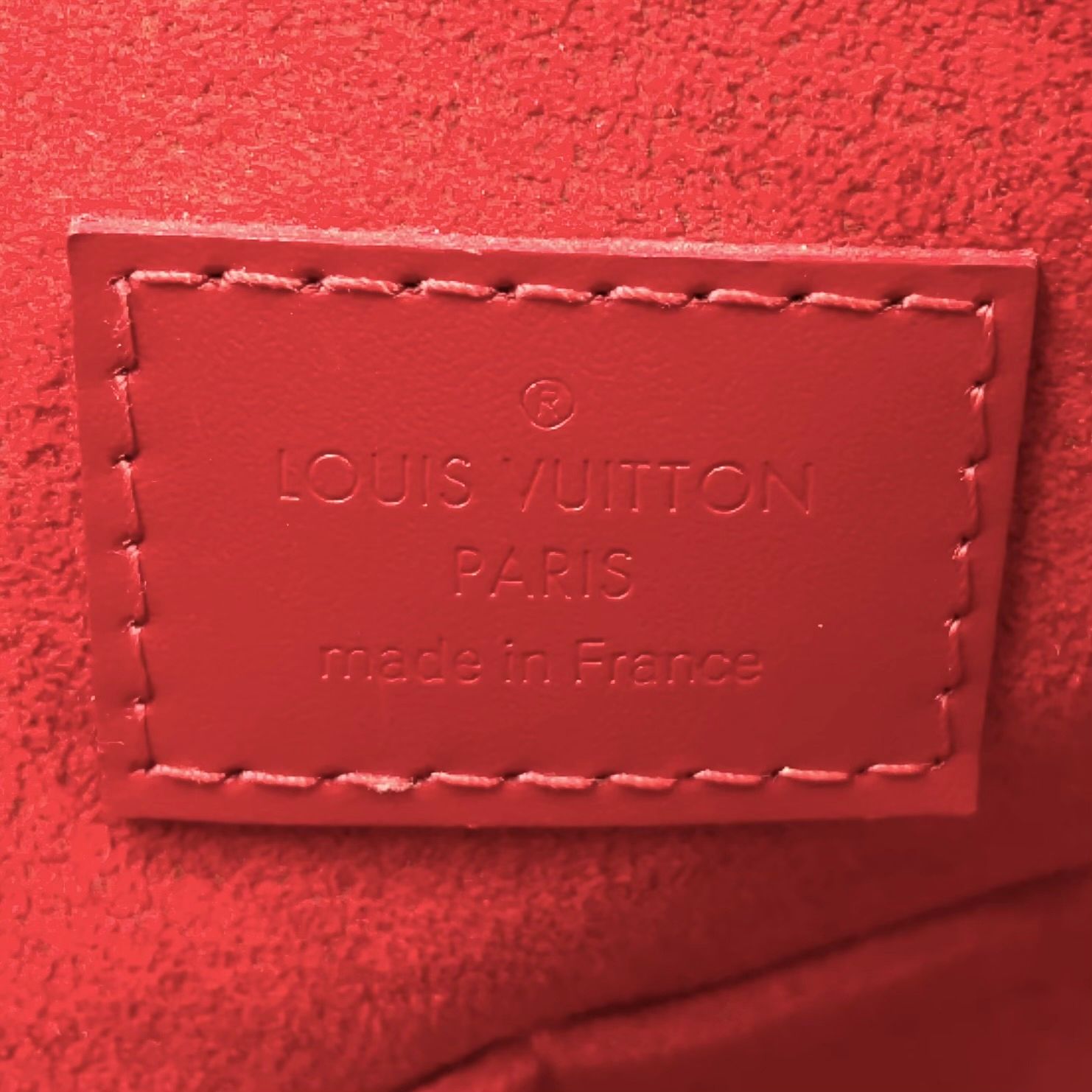 Louis Vuitton Kaisa Tote Damier Leather Brown Red Handbag Gold — view 4