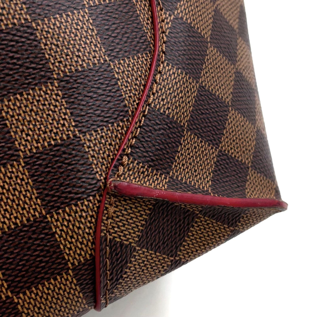 Louis Vuitton Kaisa Tote Damier Leather Brown Red Handbag Gold — view 7