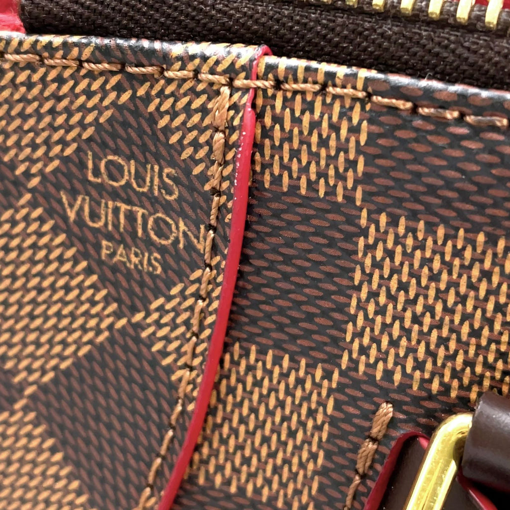 Louis Vuitton Kaisa Tote Damier Leather Brown Red Handbag Gold — view 8