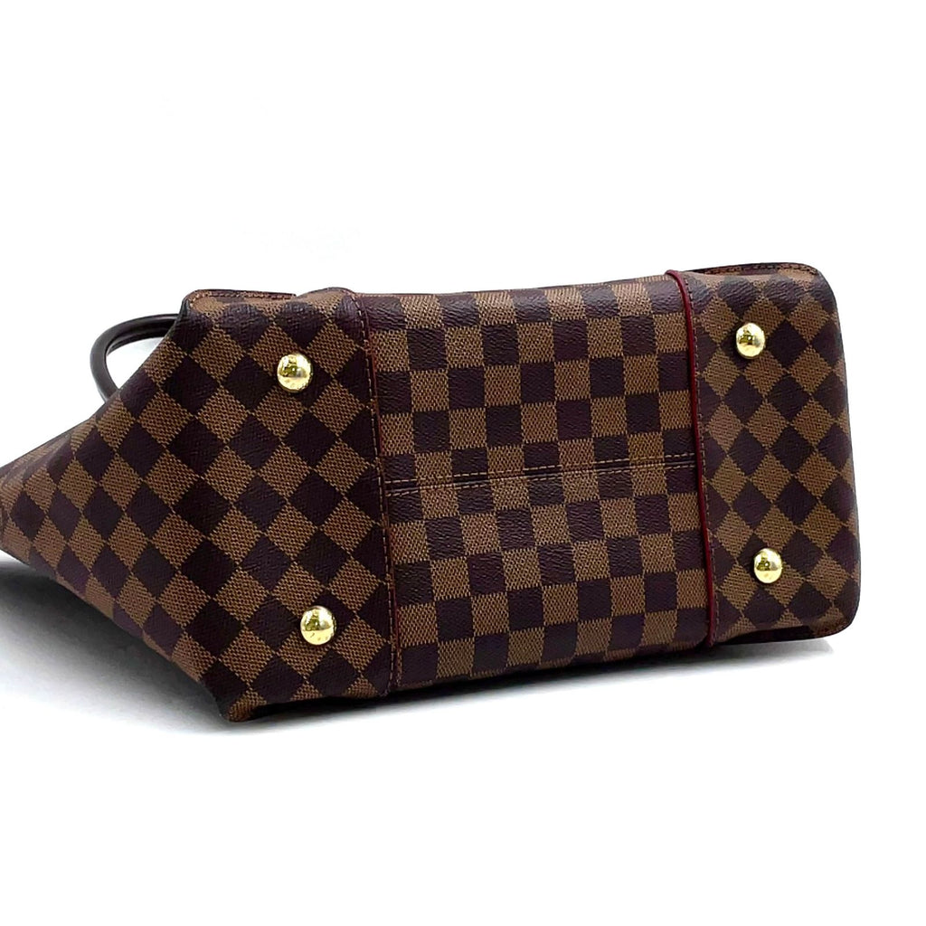 Louis Vuitton Kaisa Tote Damier Leather Brown Red Handbag Gold — view 5