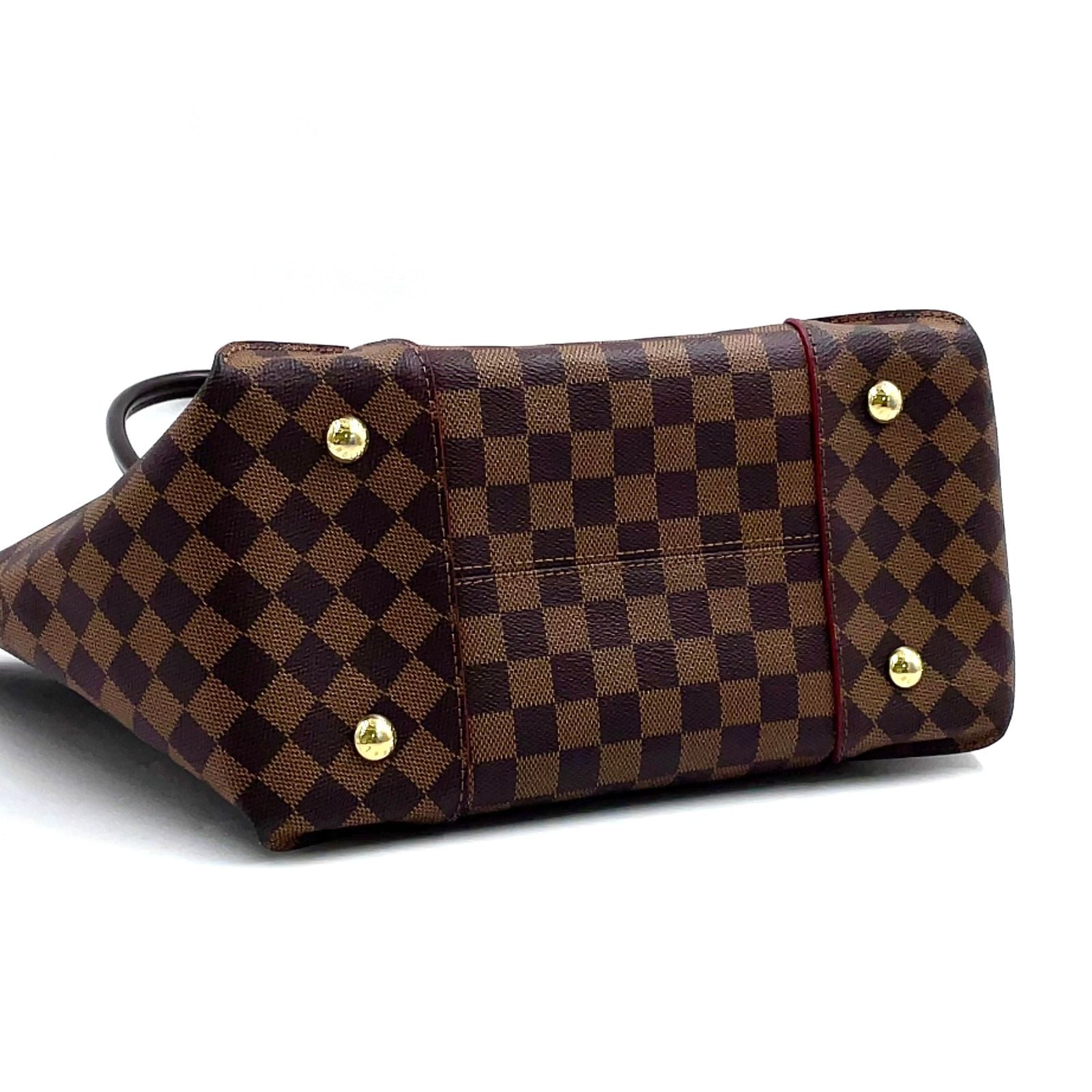 Louis Vuitton Kaisa Tote Damier Leather Brown Red Handbag Gold — view 5