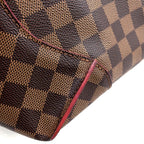 Louis Vuitton Kaisa Tote Damier Leather Brown Red Handbag Gold — view 6