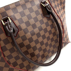 Louis Vuitton Kaisa Tote Damier Leather Brown Red Handbag Gold — view 9