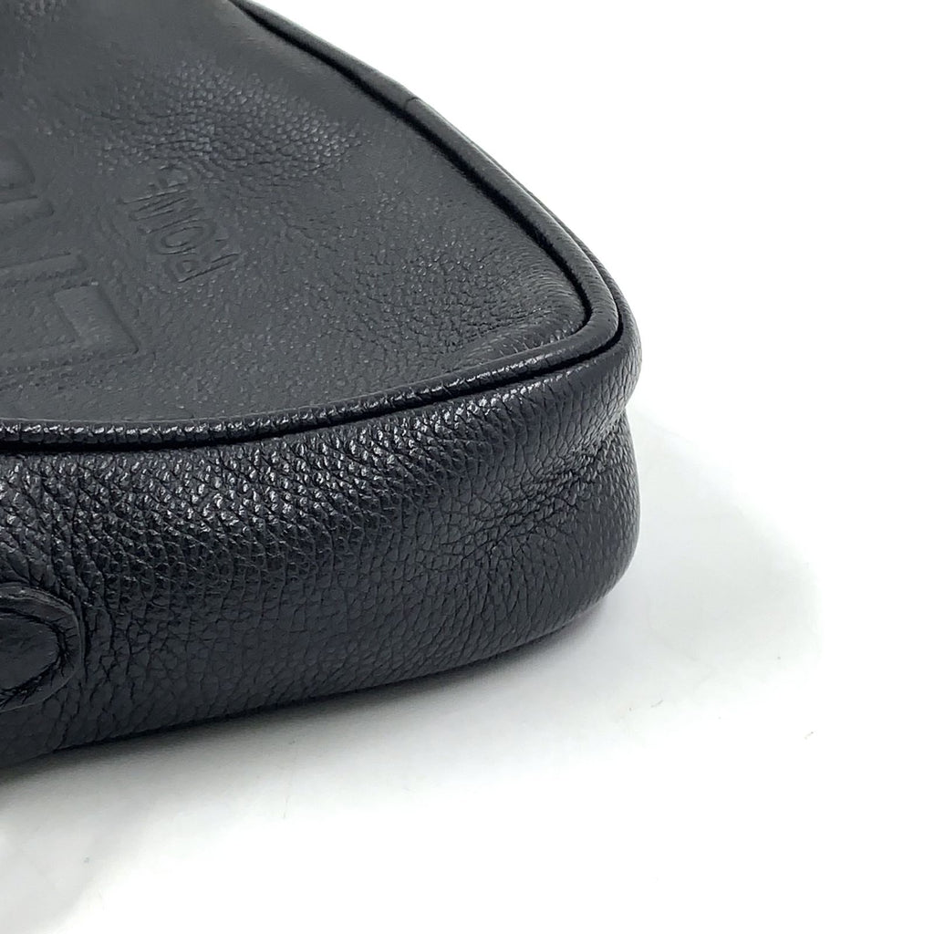 Fendi Embossed Logo Monogram Leather Black Shoulder Bag Silver — view 8