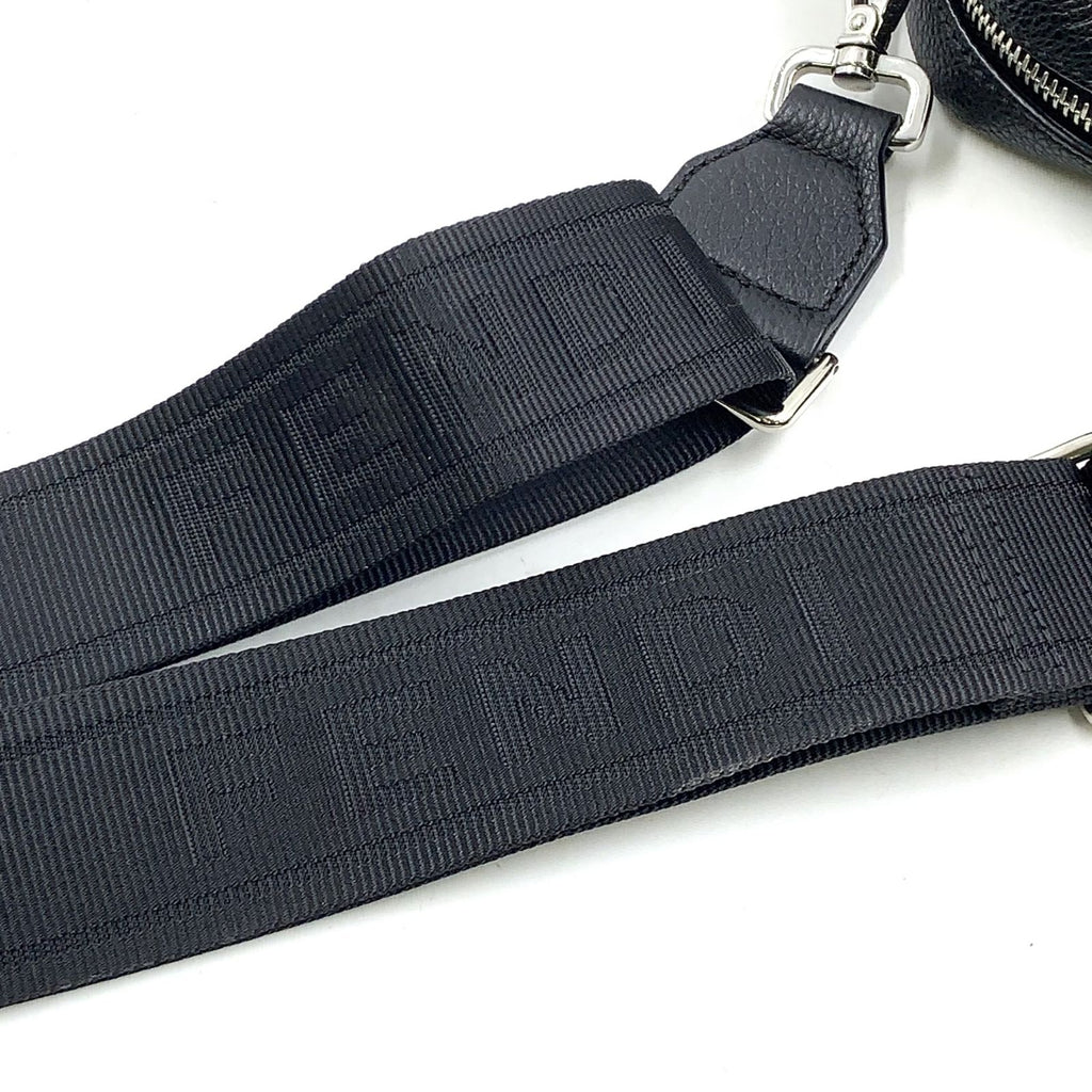 Fendi Embossed Logo Monogram Leather Black Shoulder Bag Silver — view 6