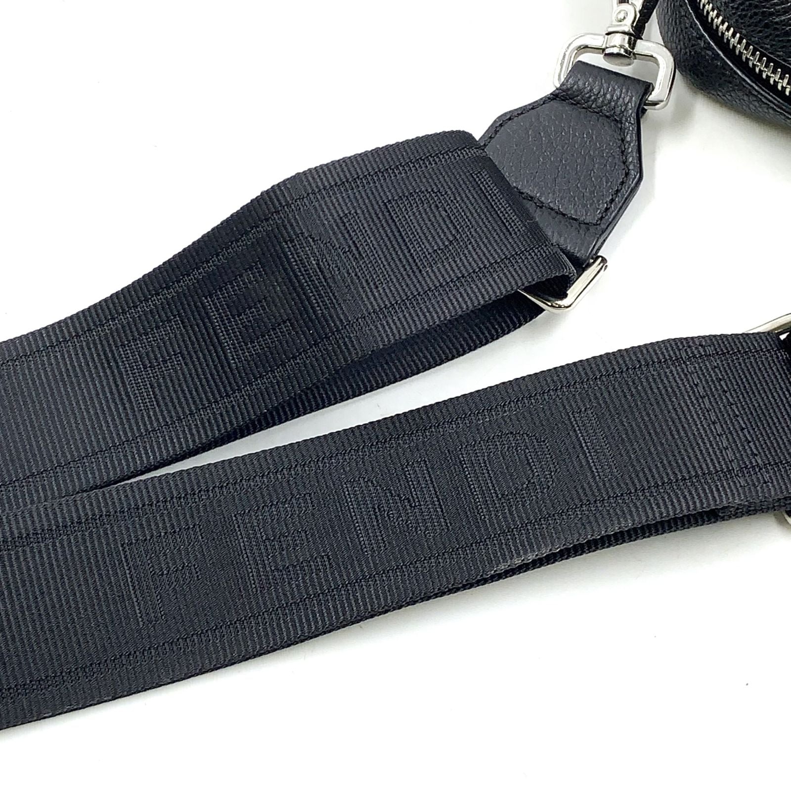 Fendi Embossed Logo Monogram Leather Black Shoulder Bag Silver — view 6