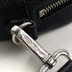 Fendi Embossed Logo Monogram Leather Black Shoulder Bag Silver — view 7