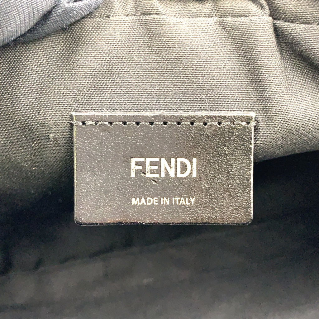 Fendi Embossed Logo Monogram Leather Black Shoulder Bag Silver — view 4