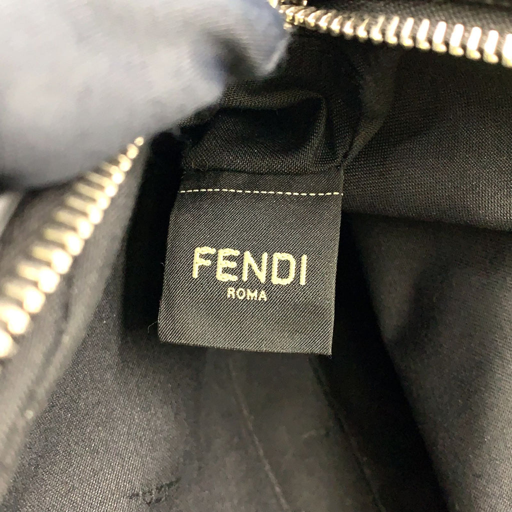 Fendi Embossed Logo Monogram Leather Black Shoulder Bag Silver — view 9