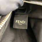 Fendi Embossed Logo Monogram Leather Black Shoulder Bag Silver — view 9
