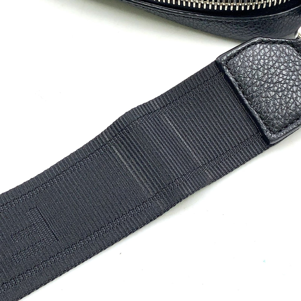 Fendi Embossed Logo Monogram Leather Black Shoulder Bag Silver — view 5