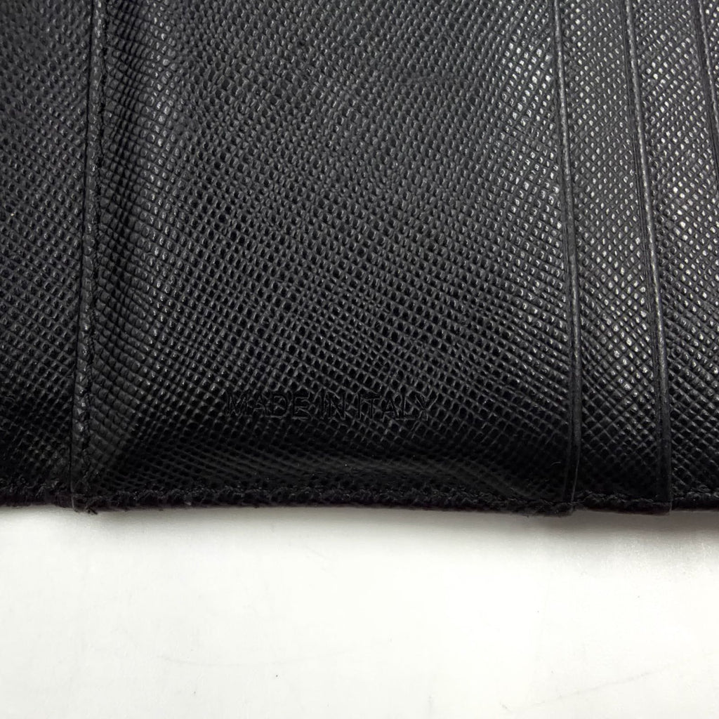 Prada Nylon Saffiano Leather Black Trifold Wallet Silver — view 5
