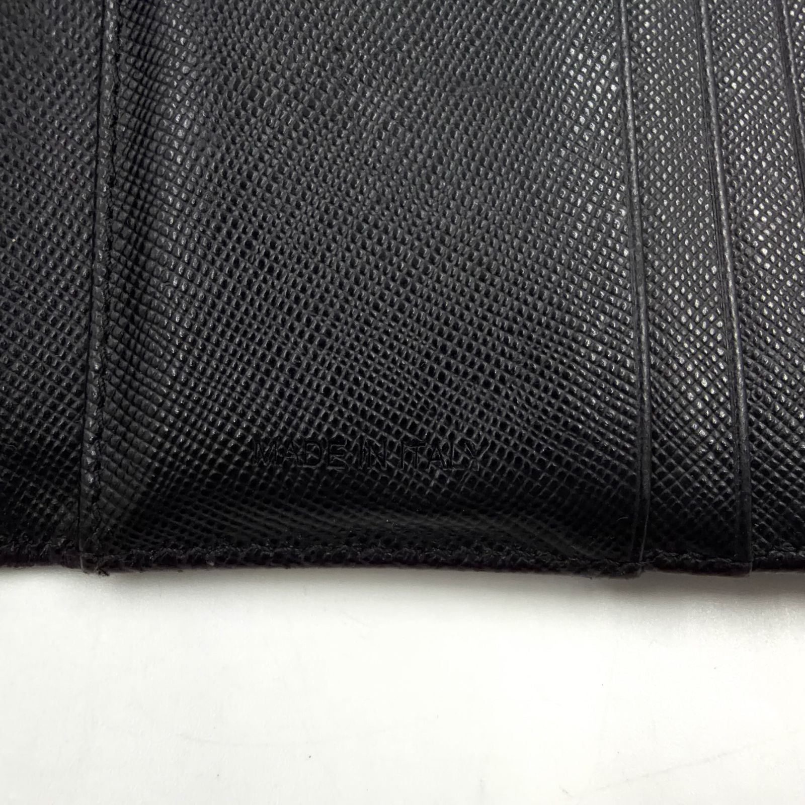 Prada Nylon Saffiano Leather Black Trifold Wallet Silver — view 5
