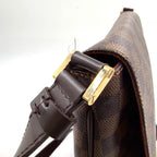 Louis Vuitton Musette Damier Ebene Leather Brown Shoulder Bag Gold — view 7