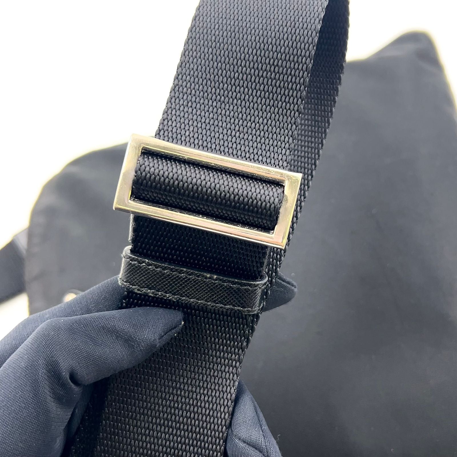 Prada Nylon Black Shoulder Bag Silver — view 6