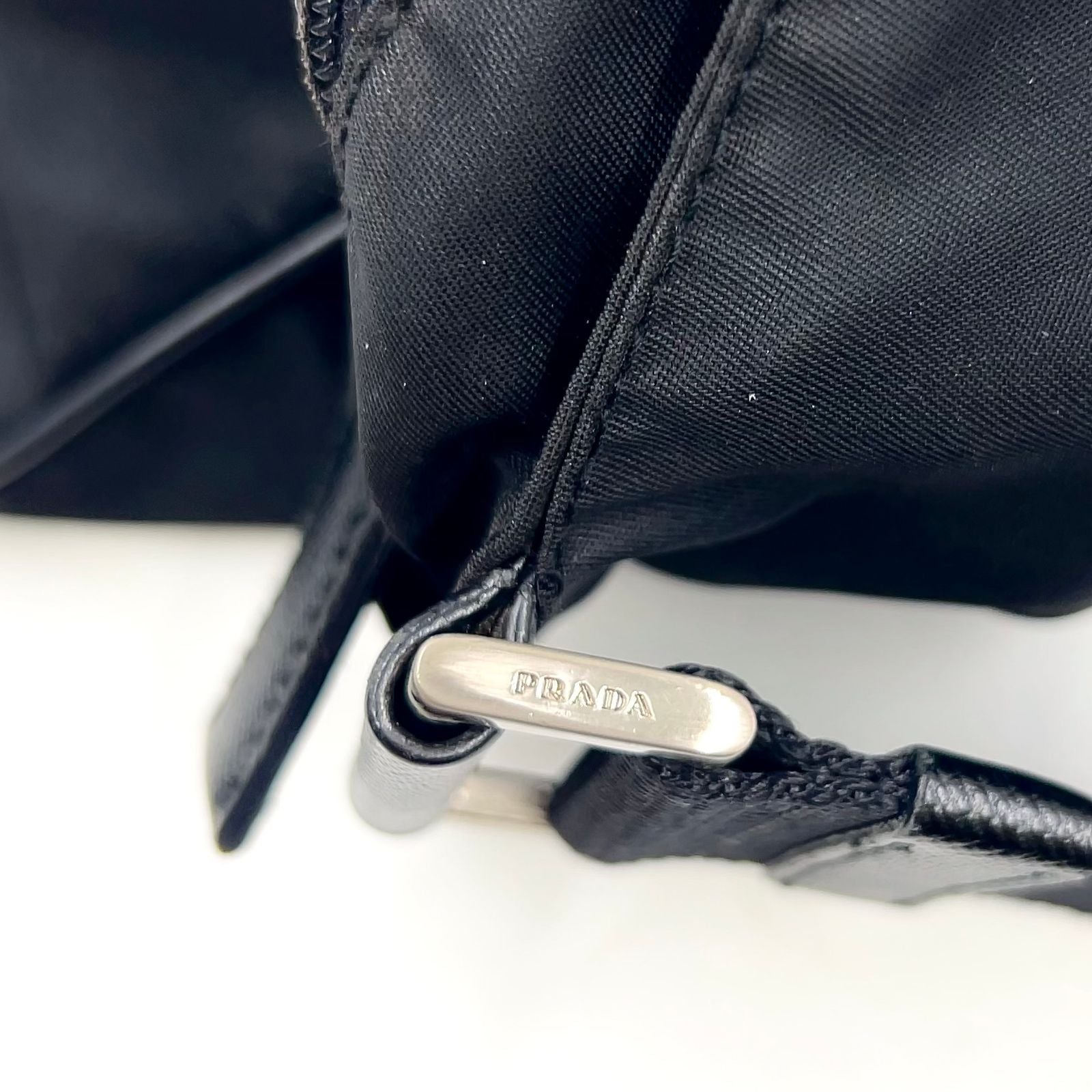 Prada Nylon Black Shoulder Bag Silver — view 7