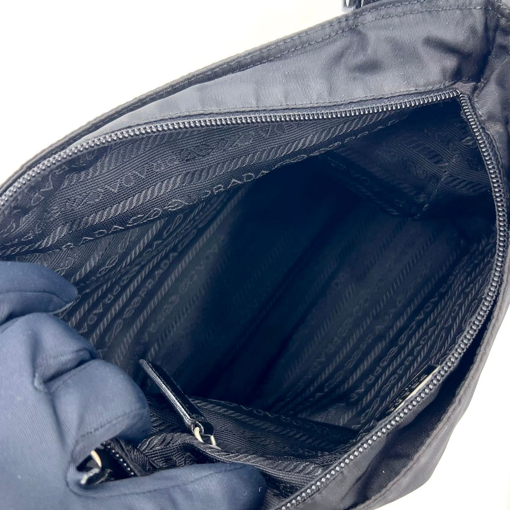 Prada Nylon Black Shoulder Bag Silver — view 3