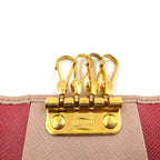 Prada Saffiano Metal Leather Pink Beige Key Case Gold Key Holder — view 9