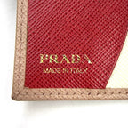 Prada Saffiano Metal Leather Pink Beige Key Case Gold Key Holder — view 4
