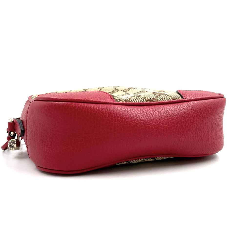Gucci GG Canvas Leather Beige Red Shoulder Bag Gold — view 9
