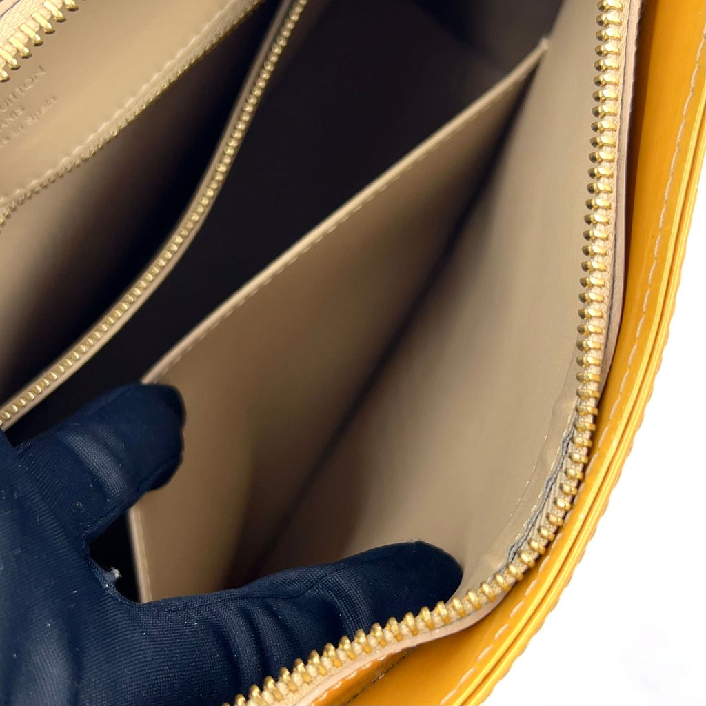 Louis Vuitton Houston Monogram Vernis Jaune Enamel Yellow Tote Gold — view 6