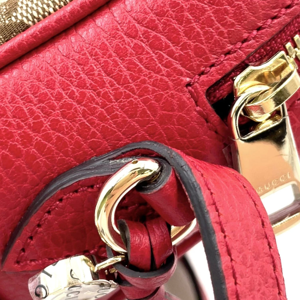 Gucci GG Canvas Leather Beige Red Shoulder Bag Gold — view 6