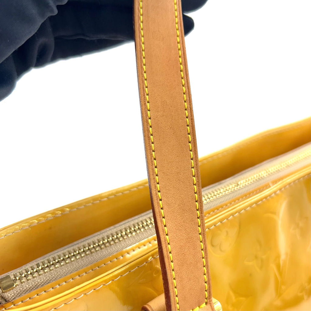 Louis Vuitton Houston Monogram Vernis Jaune Enamel Yellow Tote Gold — view 9