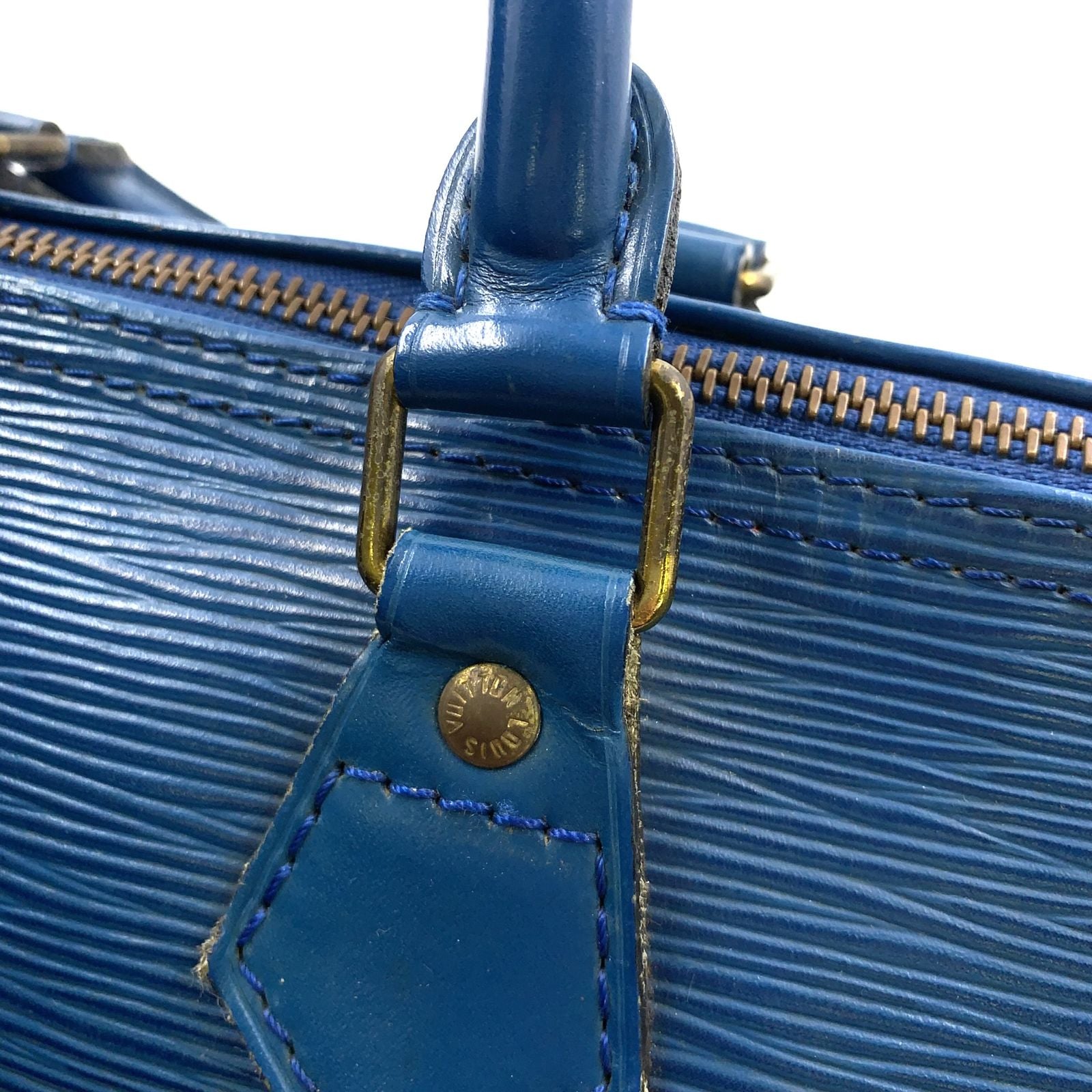 Louis Vuitton Speedy 25 Epi Toledo Blue Leather Handbag Gold — view 6