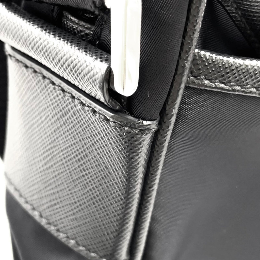 Prada Nylon Saffiano Leather Square Dark Navy Shoulder Bag Silver — view 7